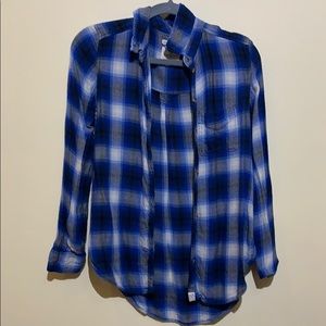 American Eagle blue and white flannel